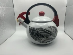Hervidor de té Kamenstein pollo gallo silbido vintage esmalte 1986 coleccionar - Imagen 1 de 10