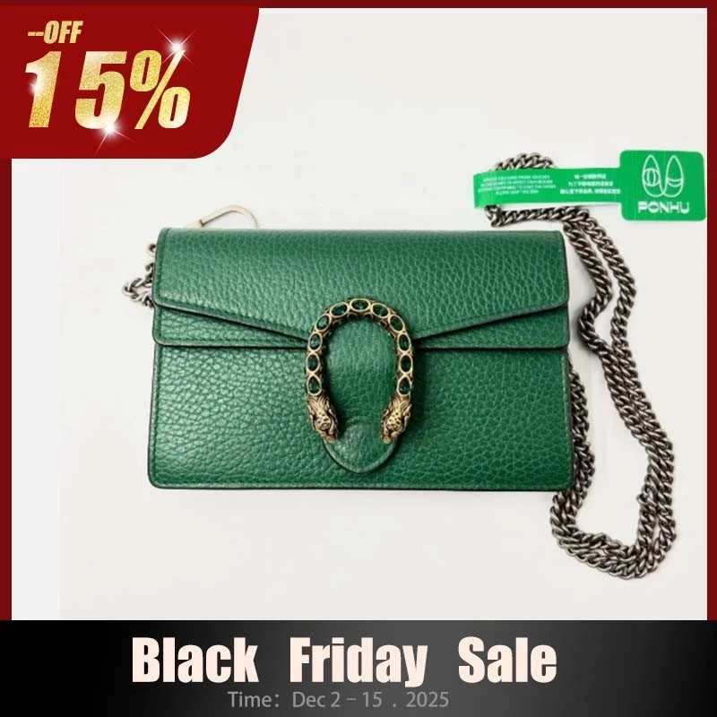 Bolso de Hombro Gucci Dionysus Pequeño Piel de Becerro Verde Interior Rosa con Hebilla de Langosta Foto 1 de 4