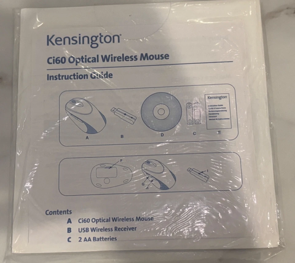 Kensington Ci60 Optical Wireless Mouse Instruction Guide - Free Shipping - Image 1 of 1