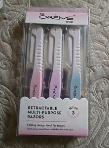 New Crème Shop Retractable Pack Of 3 Multi-Purpose Razors Folding - Picture 1 of 3