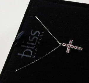 BLISS GIOIELLI DIAMANTE 18K WHITE GOLD & 0.075CTW OF RUBY CROSS NECKLACE PENDANT - Picture 1 of 10