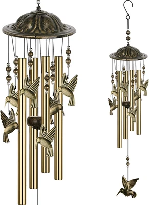 Colibríes de viento de metal para exterior 35 pulgadas, colibrí grande regalos para mujer Foto 1 de 4