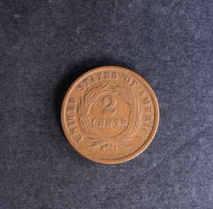 1864 2c Two Cents Penny Large Motto Circulated USA Coin - Picture 1 of 4