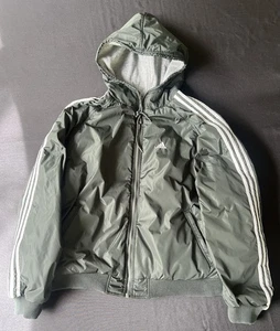 Herren Adidas Jacke dunkelgrün mit Kapuze ohne Etikett vermutlich XL, Maße auf Fotos - Bild 1 von 7