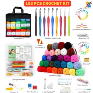 103 PCS Crochet Kit Yarn Hooks 1650 Yards Starter Set for Beginners & Adults - Picture 1 of 13