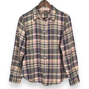 Tommy Bahama Button-Up Shirt Women Size M Pink Blue Plaid Lined Beaded Collar - Imagen 1 de 16