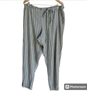 BeachLunchLounge Pant Women Sz XL Olive Green Linen Cotton Wide Leg - Picture 1 of 10
