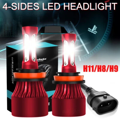 2PCS H11 H8 LED Headlight Kit High Low Beam Bulb Bright 33000LM 6500K Cold White - Image 1 of 4
