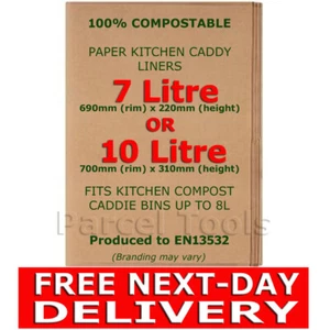FREE NEXTDAY Certified Biodegradable Paper CADDY LINERS Food Compost Bin Bags 1 - Picture 1 of 10