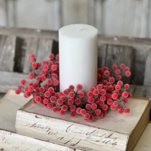 Sparkling Iced Berry Candle Ring | 10", Set of 2, Christmas Candle Ring - Picture 1 of 4