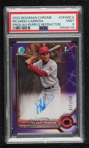 2022 Bowman Chrome Prospect Purple Refractor Ricardo Cabrera PSA 9 MINT Auto