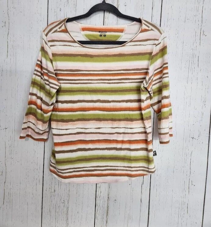 Top informal para mujer Columbia talla grande verde multicolor manga 3/4 Foto 1 de 4