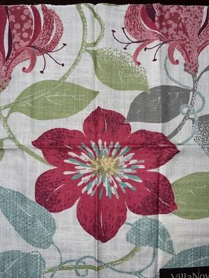 Villa Nova By Romo Fabric Upholstery Sample Remnant Floral Pink Green Pillow Cut - Image 1 of 4