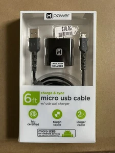 Android Charger Micro USB Cable Cord 6ft Included- Cable Wrap-NEW - Picture 1 of 1