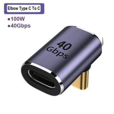 2Pcs  100W USB4.0 40Gbps 90 Degree USB Type C Male to USB-C Female ExtendN1 CS - Image 1 of 4