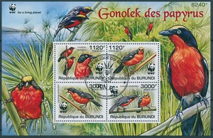 Burundi 2011 CTO Birds on Stamps WWF Papyrus Gonolek 4v M/S - Picture 1 of 1