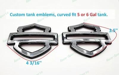 2Pcs Set Chrome Black Double Layer Harley CVO Custom Tank Emblems Badges - Image 1 of 4