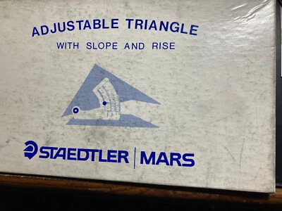 Vintage Staedtler Mars 964 51-8 Adjustable Triangle w/Slope & Rise 8" w/box ++ - Image 1 of 4