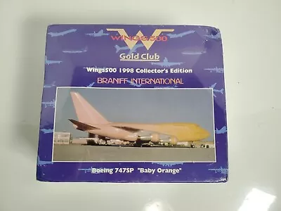 NEW 1998 Herpa Wings 500 Braniff International Boeing 747SP Baby Orange 1:500 #A - Image 1 of 4