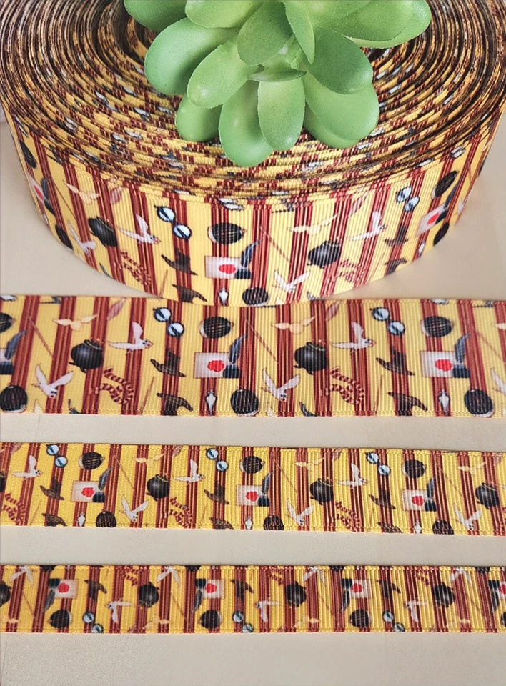 5/8, 7/8 & 1.5" (1 YD) Harry Potter Ribbon Hedwig Quill Sorting Hat Cauldrons - Image 1 of 1