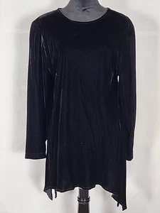 Catherine Bacon Sz 3 Black Velvet Tunic Shirt Top Handkerchief Hem Long Sleeve - Picture 1 of 15