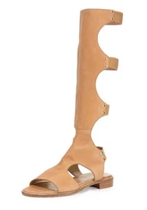 STUART WEITZMAN PECAN LEATHER BACKVIEW GLADIATOR SANDALS BOOT 5.5 NEW CELEBRITY - Picture 1 of 12