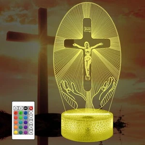 Jesus Cross 3D Night Light, Attivolife Christian Illusion Optical Hologram - Picture 1 of 39