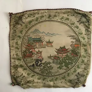 Funda de almohada tapiz de seda floral brocado mediados de siglo de colección China asiática 17" roja - Imagen 1 de 20