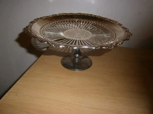Vintage silver plated single tier small cakes stand.20cm. Art Nouveau.(E11) - Picture 1 of 7