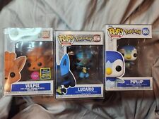 Lot Of 3 Funko Pop! Games Pokemon Rare Limited Flocked Fuzzy Vulpix Lucario 865