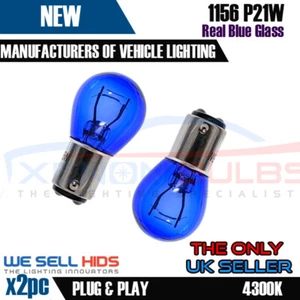 1157 BAY15D 380 P21/5W Super White Daytime Running Light DRL Blue Glass Bulbs - Picture 1 of 6