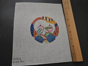 Needlepoint canvas 18ct colorful, modernistic snowman with candy treats 4'' x 4" - Picture 1 of 3