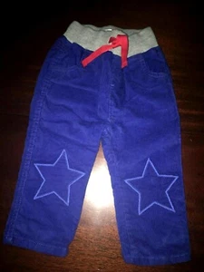NWT 12-18M Mini Boden Blue Corduroy Pants w/ Star Patches on Knees LAST SIZE - Picture 1 of 2