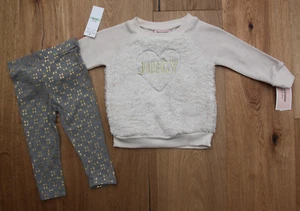 Juicy Couture Baby Girl Sherpa Top & Legging Set ~ Beige, Gray, Gold & Silver ~ - Picture 1 of 5