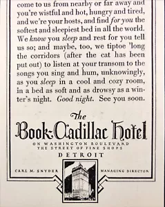 Libro 1930 Cadillac Hotel Detroit uomo che fuma su vecchio telefono pubblicità stampa d'epoca - Foto 1 di 2