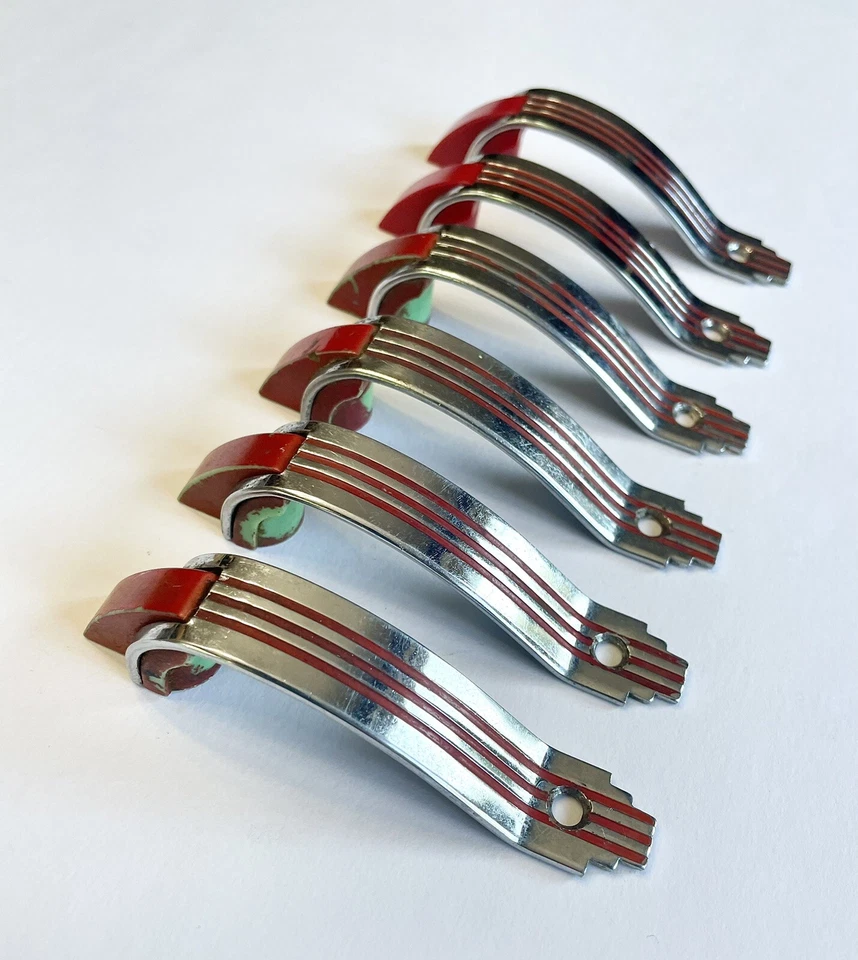 Старинный оригинальный небоскреб в стиле ар-деко хром ручки для выдвижных ящиков шкафов 6 - Изображение 1 из 4