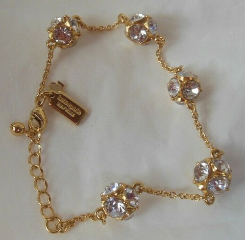 Bracciale Vintage KATE SPADE Lady Marmellata Cristallo Sfera 8 1 2" Regolabile