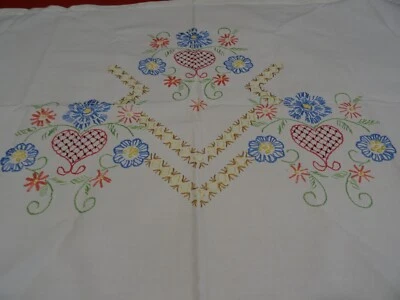 beau  dessus  de tableou cheminée  vintage  brodémain coton 87x53cm - Photo 1/4