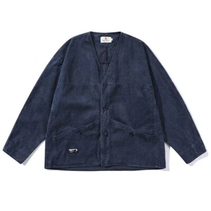 Herren Japanische Streetwear Arbeitskleidung Stil Denim Kimono Knopfleiste Jacke mit Taschen - Bild 1 von 17