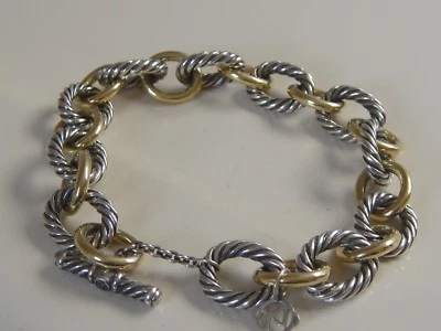 $1725. PULSERA DAVID YURMAN ORO 18K, SS GRANDE ESLABÓN OVALADO TALLA - XL Foto 1 de 4