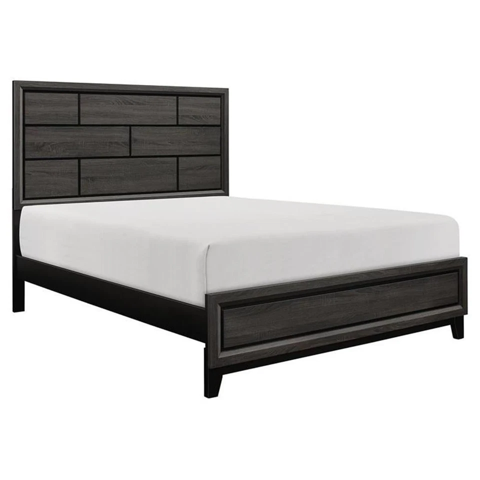 Cama King California de madera de ingeniería moderna Pemberly Row en gris Foto 1 de 4