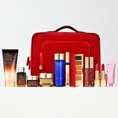 Estee Lauder Holiday Gift Set 11pc + 1 Travel Size, Train Case, $615 Value, NIB - Image 1 of 4