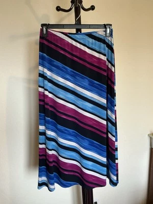 New Women’s Christopher&banks Waistband Blue/purple Striped Pull On Skirt Size M - Image 1 of 4
