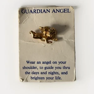 Guardian Angel Gold Tone Pin Cherub Spirit Lapel Religious Pin - Foto 1 di 4