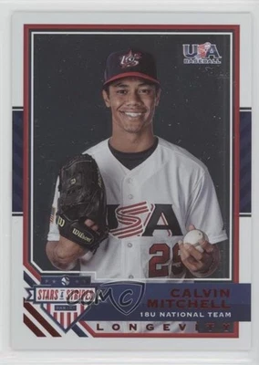 2017 Panini USA Baseball Stars & Stripes Longevity Ruby /249 Calvin Mitchell #44 - Image 1 of 2