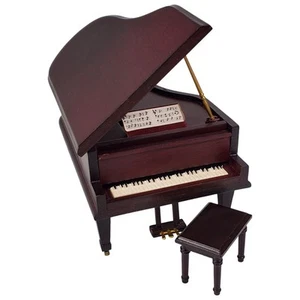 Dollhouse Miniatures Town Square Mahogany Grand Piano with Stool 1:12 - Picture 1 of 16