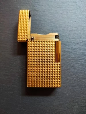 St. Dupont Ligne 2 Feuerzeug, Gold Linien, Original, Made in France - Bild 1 von 4