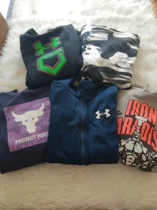 5 Piece Boys Under Armour Hoodie Bundle Lot Size YLG Youth Large EUC GUC Grey - Picture 1 of 8