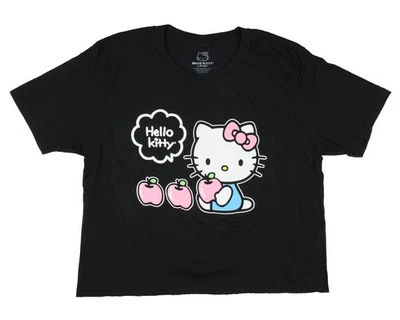 Sanrio Hello Kitty Women's Kitty Apple Design Raw Edge Cropped T-Shirt (Medium) - Image 1 of 3
