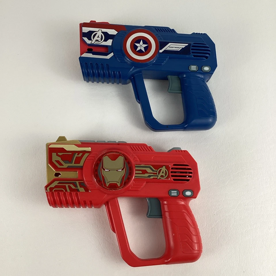 Marvel Avengers Laser Tag Blaster Set Capitán América Iron Man Vibraciones Foto 1 de 4